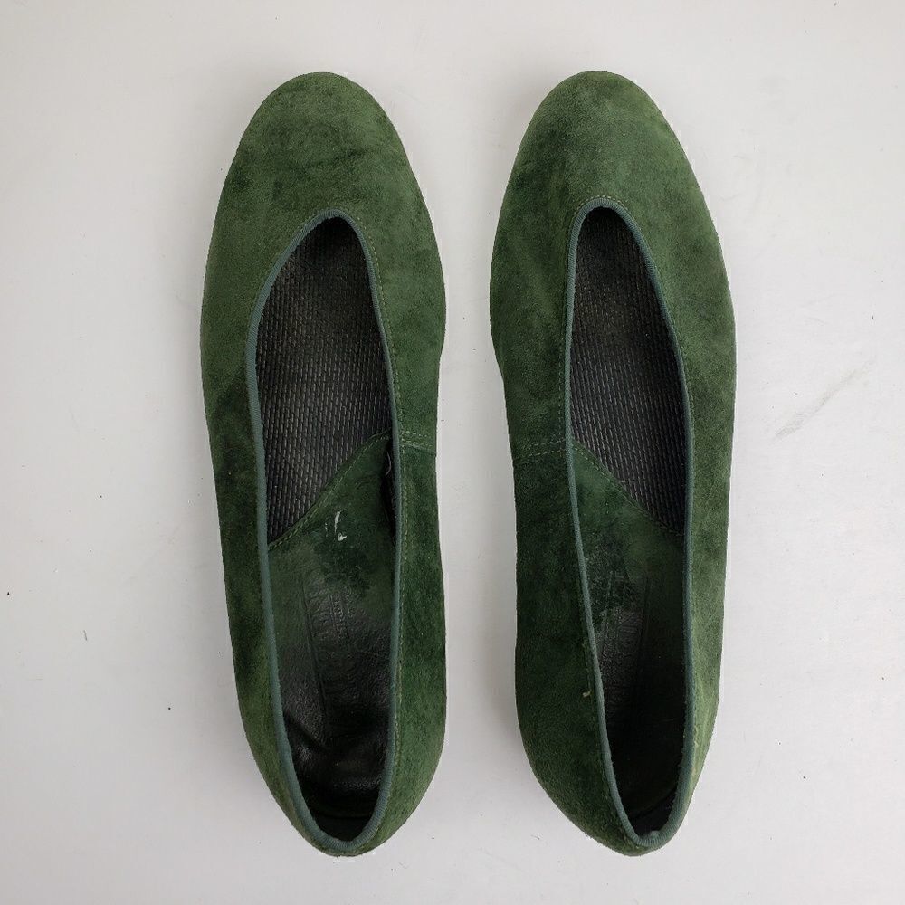 Land's end forest green suede flats